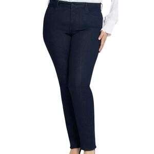 NYDJ Women's Plus Size "Marilyn" Straight Leg Jeans in Dark Rinse